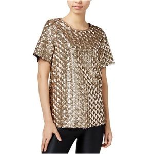 Bar III Sequin Short Sleeve Top